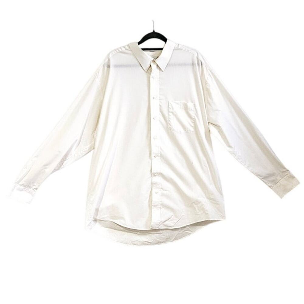 Classix Men's XL Long Sleeve Pocket Front Dress Shirt Solid White Office Career